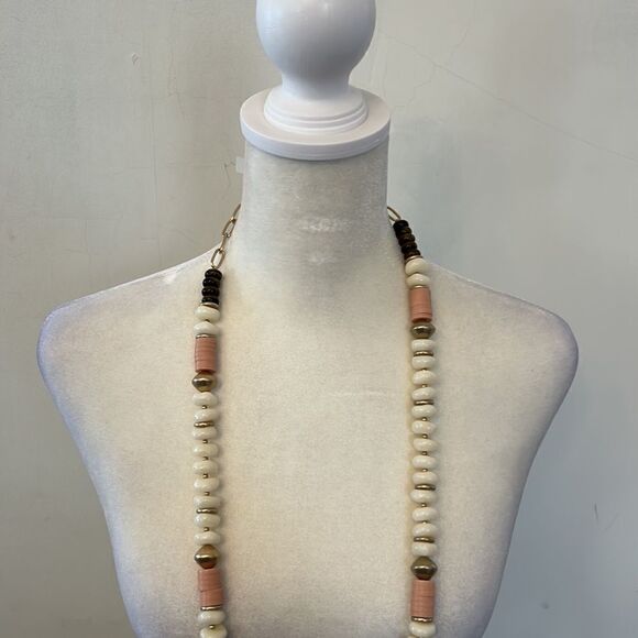 Banana Republic gold, cream brown and tan beaded necklace New - Picture 3 of 7